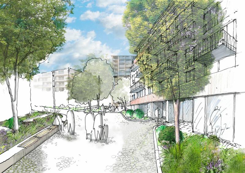 Geplanter Quartiersplatz Scheffelareal, Gnädinger Landschaftsarchitekten Geplanter Quartiersplatz Scheffelareal, Gnädinger Landschaftsarchitekten